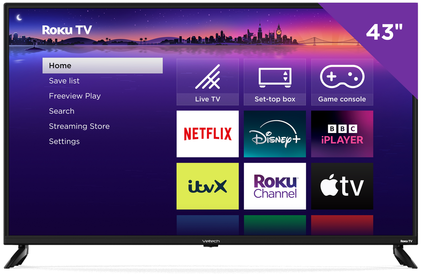 43" Veltech Roku UHD 4K TV - Watt-a-Home by Veltech